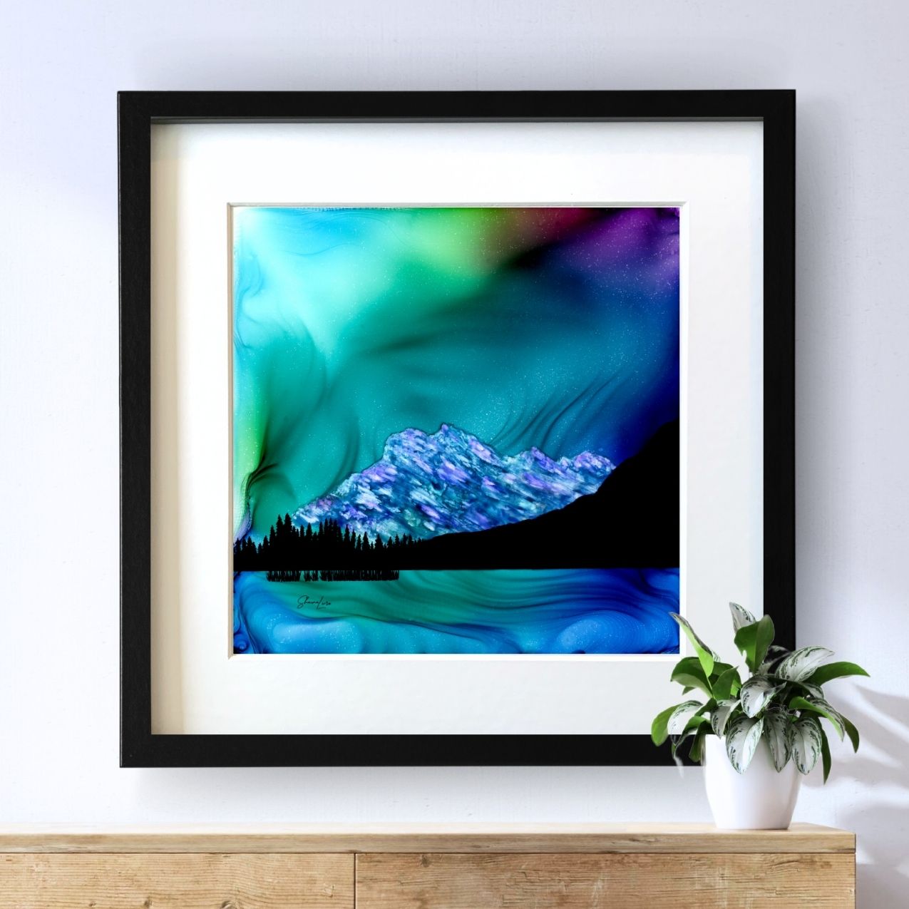 Mount Rundle Aurora - Fire Art Print