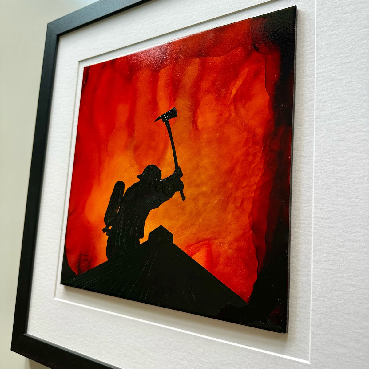 Working The Roof - Original - In 20" x 20" Frame