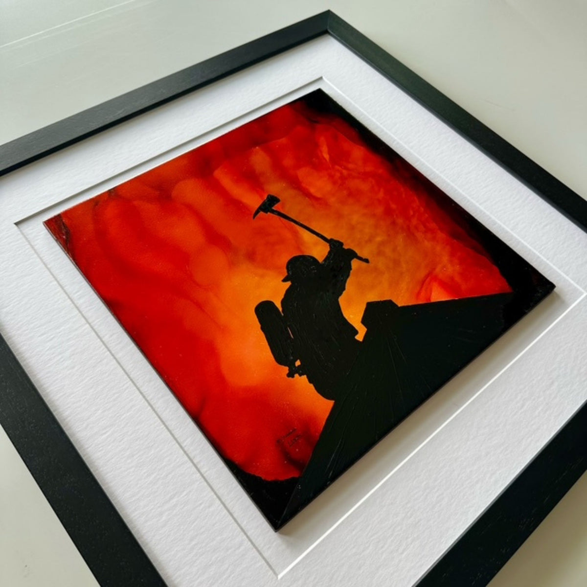 Working The Roof - Original - In 20" x 20" Frame