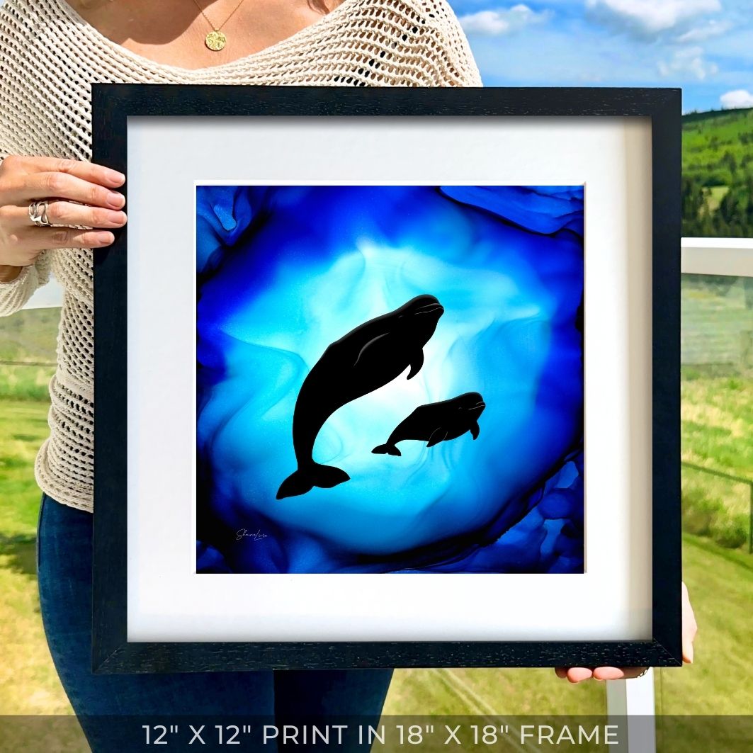 Beluga Serenity - Whispers Of The Deep - Fire Art Print