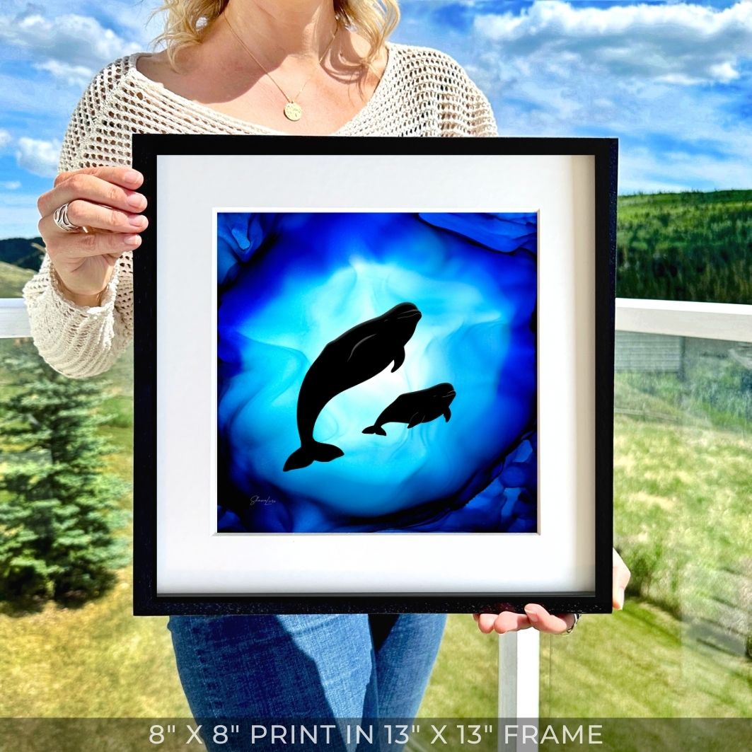 Beluga Serenity - Whispers Of The Deep - Fire Art Print