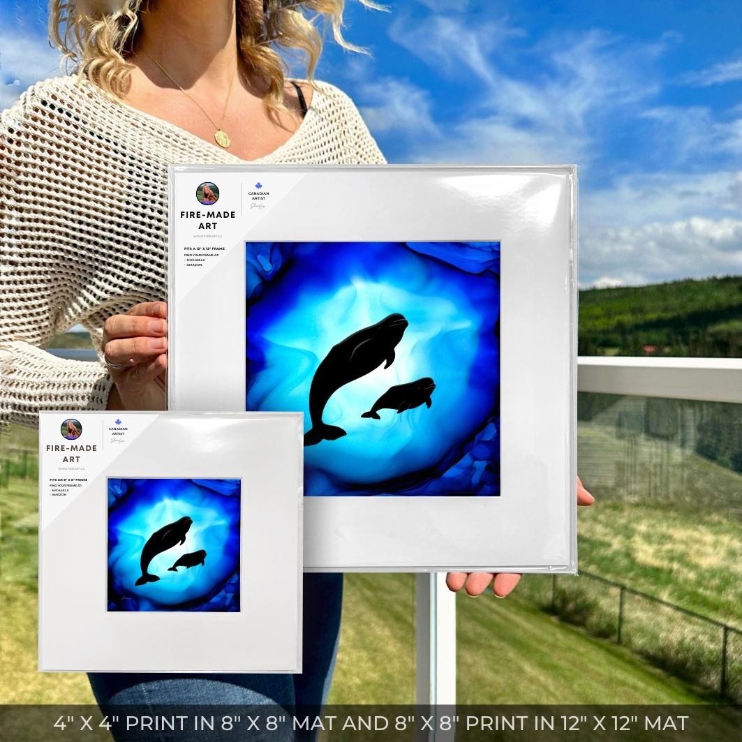 Beluga Serenity - Whispers Of The Deep - Fire Art Print