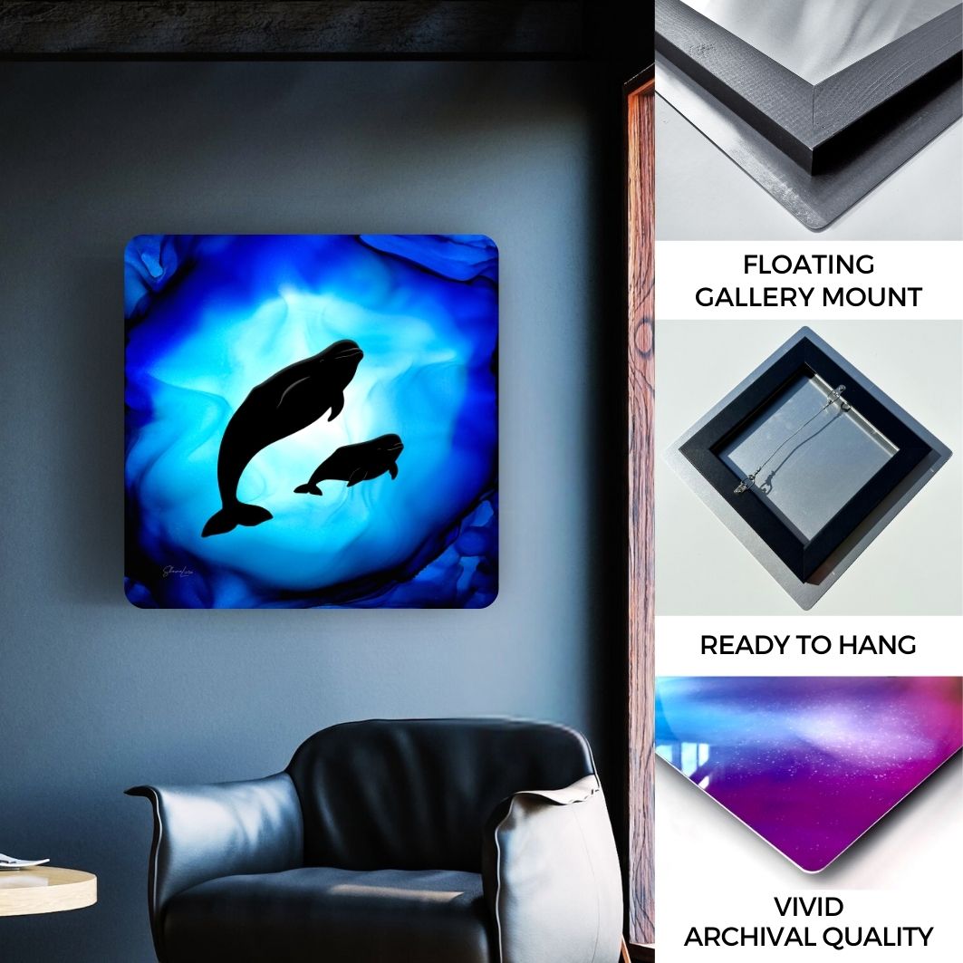 Beluga Serenity - Whispers Of The Deep - Fire Art Print