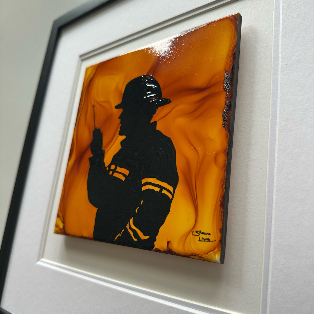 Chief In Action - Original - In 13" x 13" Frame