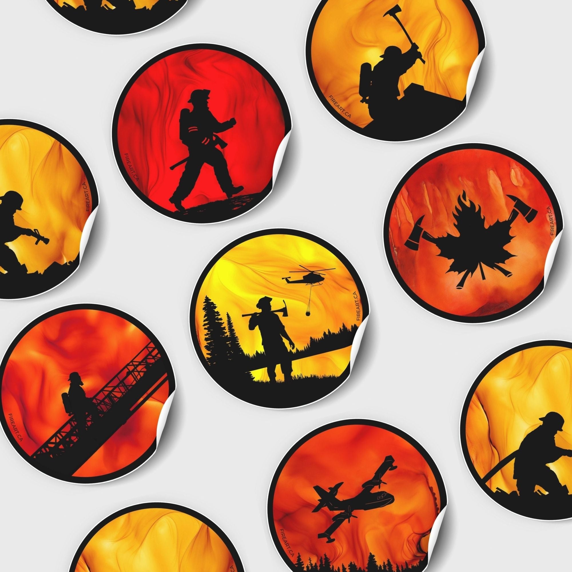 Firefighter Stickers - Fire Art