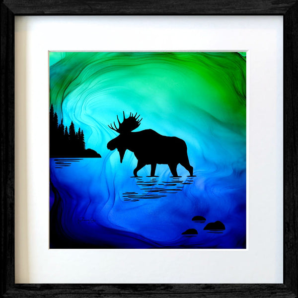 Moose In The Mist - Fire Made Art Print