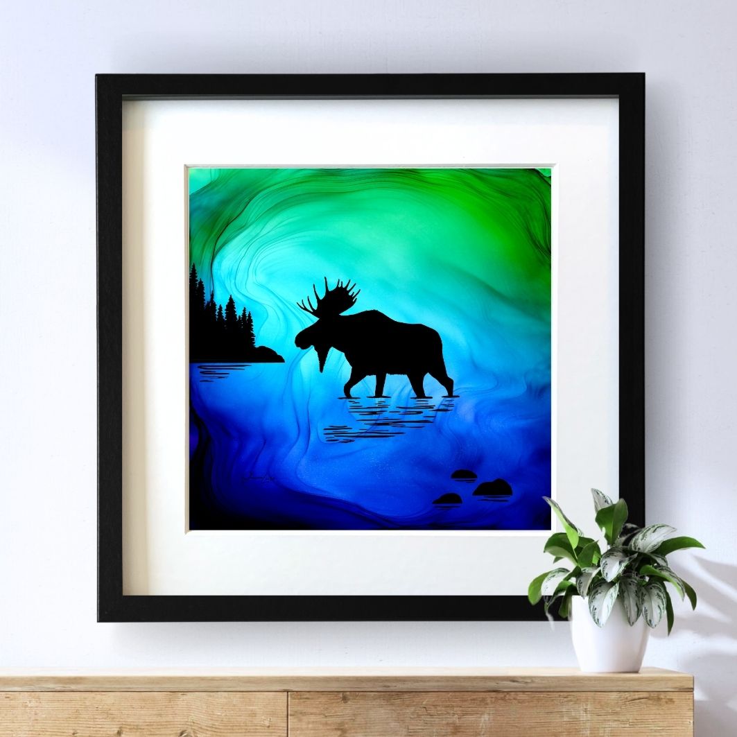 Moose In The Mist - Fire Art Print
