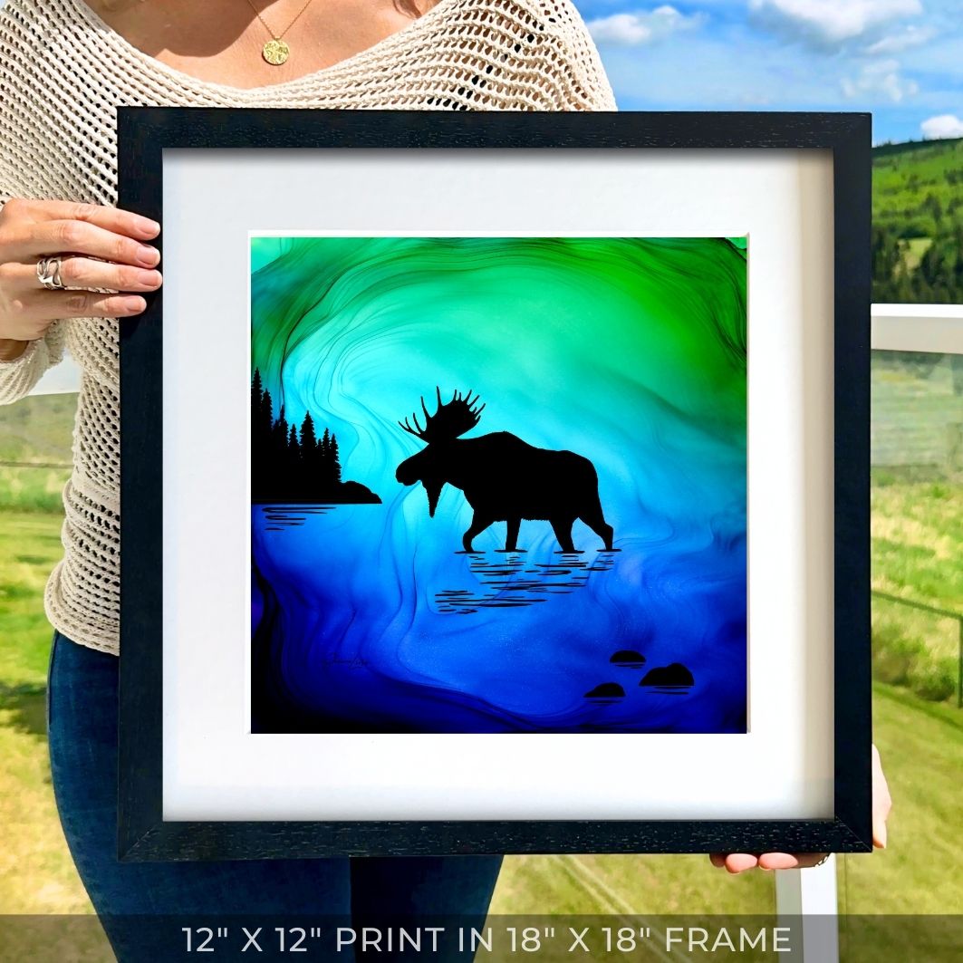 Moose In The Mist - Fire Art Print
