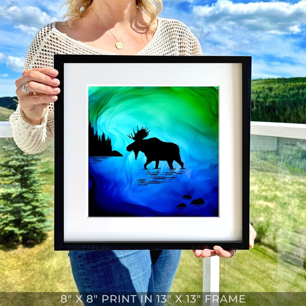 Moose In The Mist - Fire Art Print