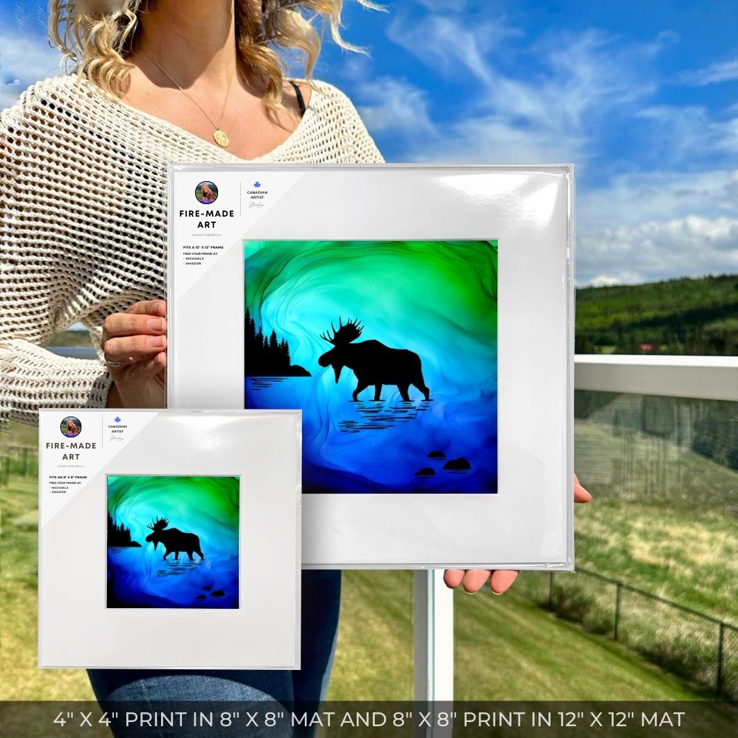 Moose In The Mist - Fire Art Print