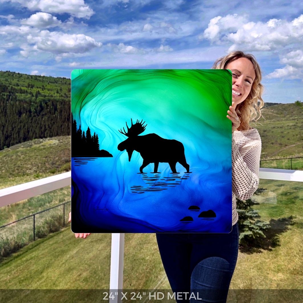 Moose In The Mist - Fire Art Print