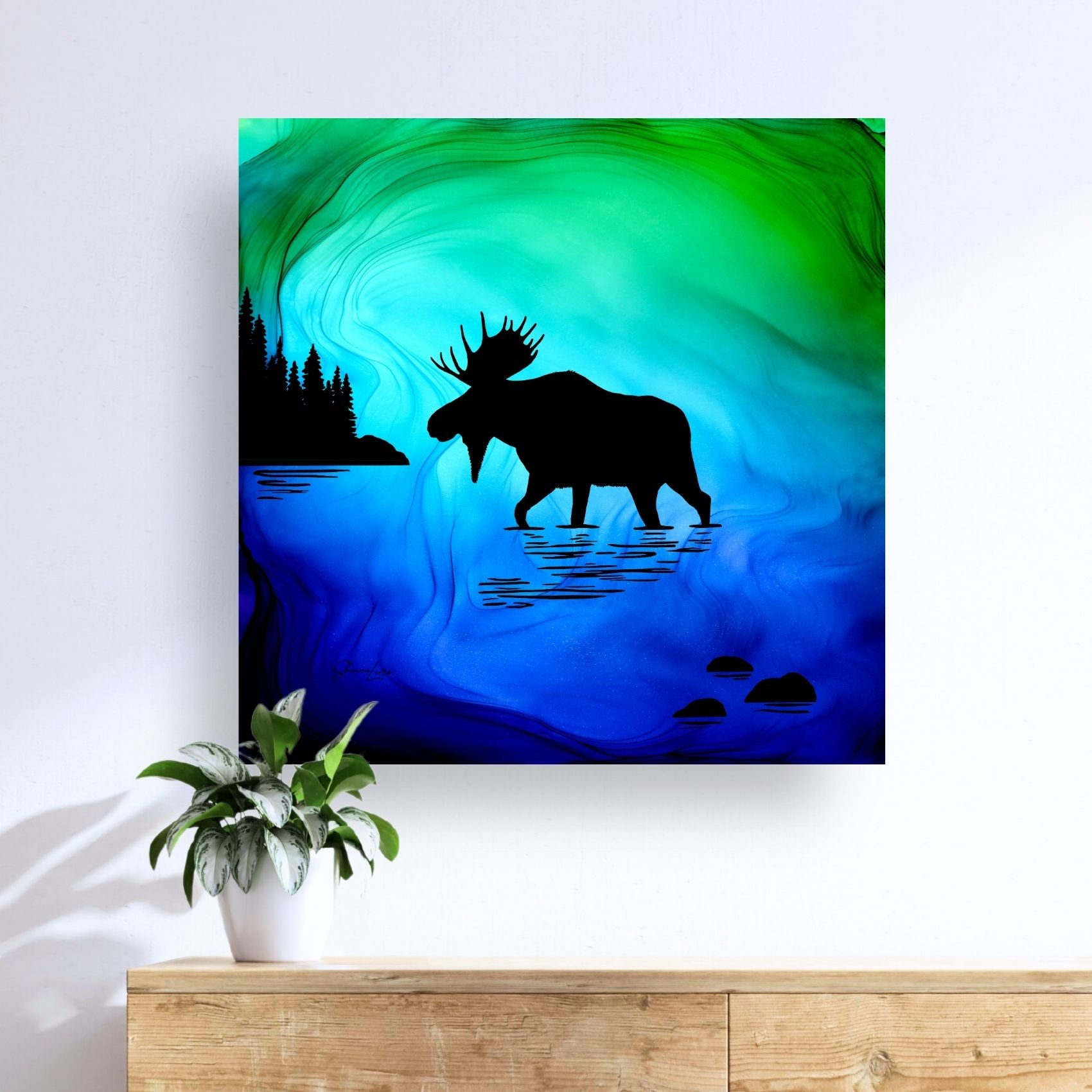 Moose In The Mist - Fire Made Art Print