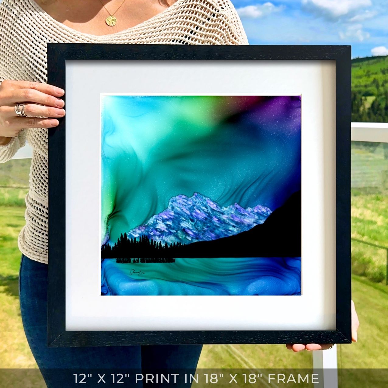 Mount Rundle Aurora - Fire Art Print