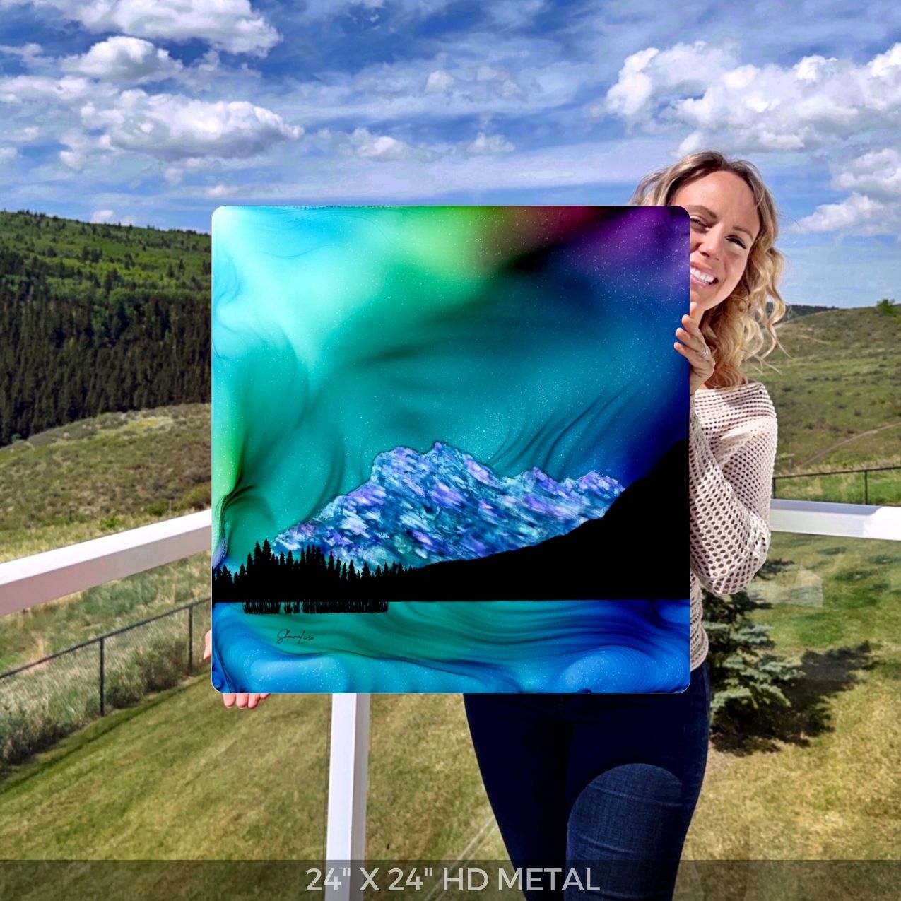 Mount Rundle Aurora - Fire Art Print
