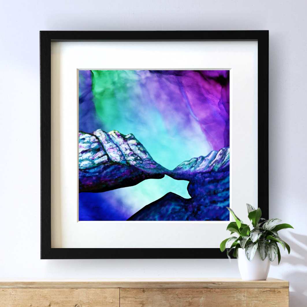 Peyto Lake Aurora Night - Fire Art Print