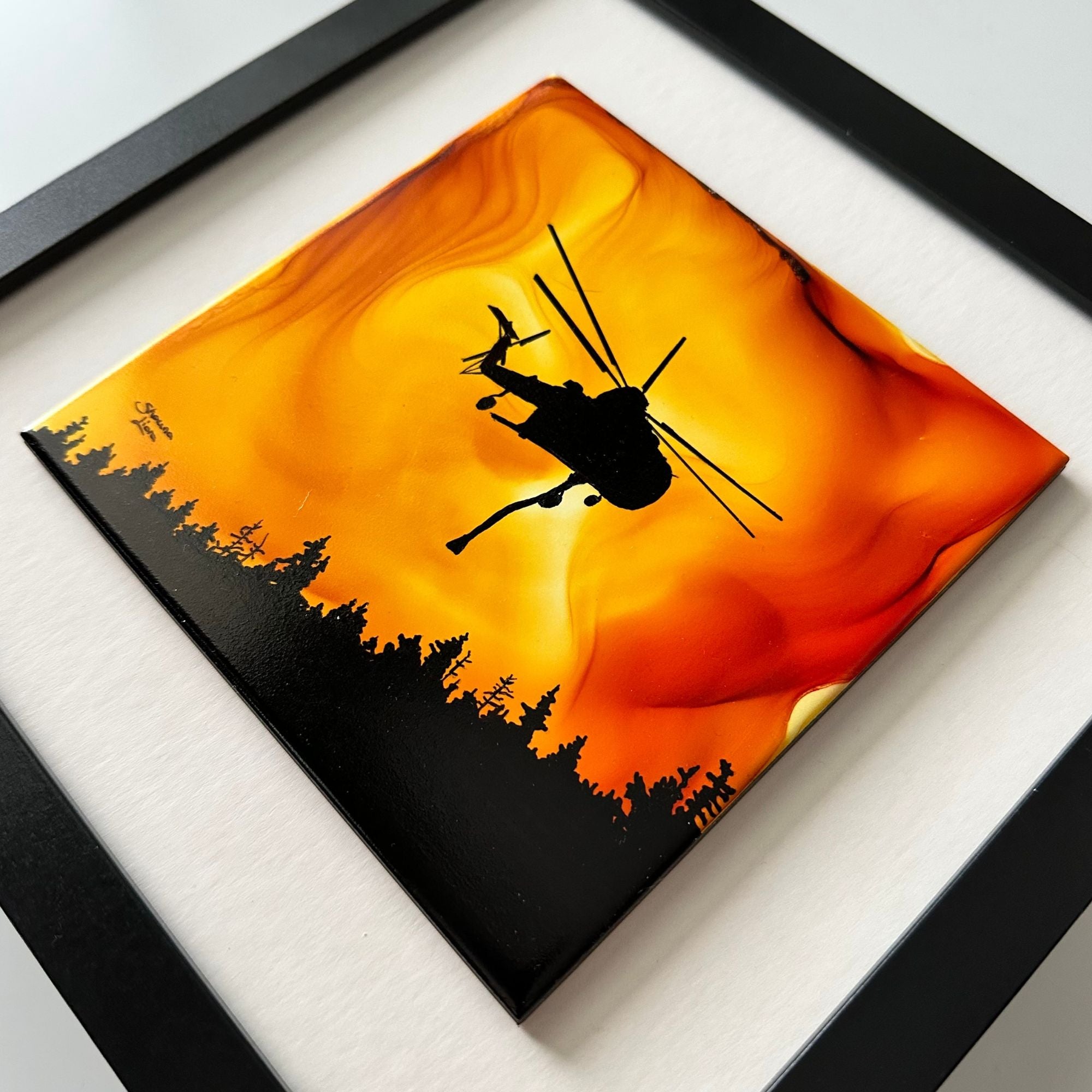 Above The Flames - Original - 10" x 10" Framed