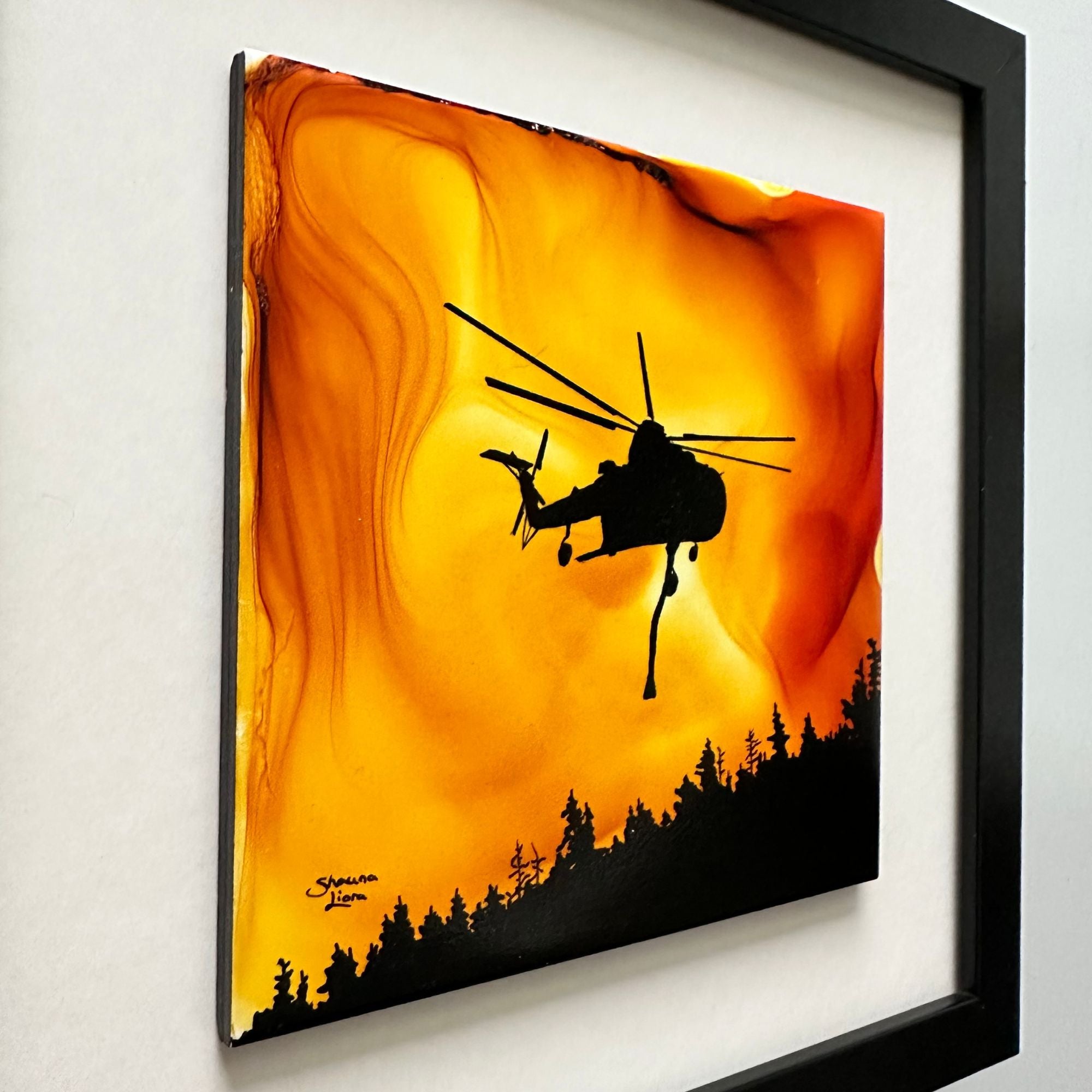 Above The Flames - Original - 10" x 10" Framed