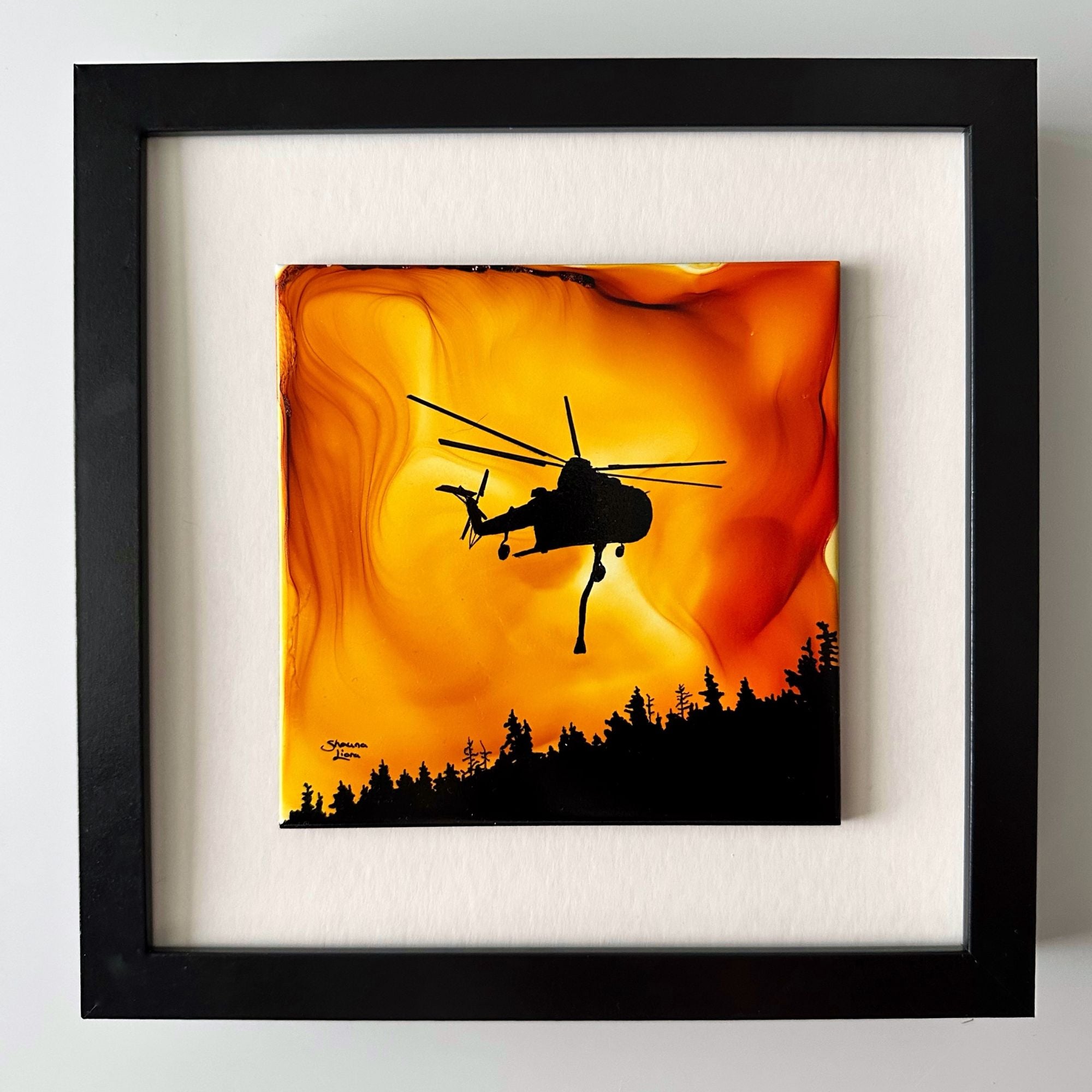 Above The Flames - Original - 10" x 10" Framed